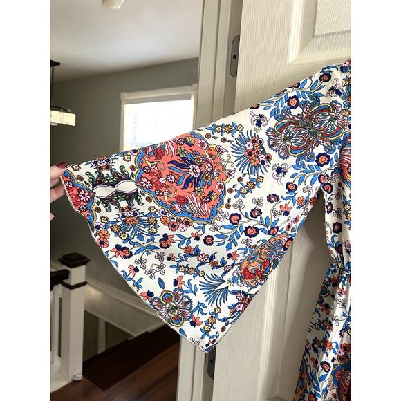 BOEMO Anthropologie Floral Paisley Tiered Bohemian Festival Maxi Dress Sz S - Picture 2 of 13